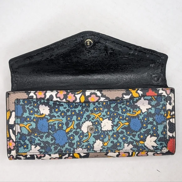 Coach Soft Wallet Mixed Yankee Floral Print Logo Envelope Coated Canvas EUC - Picture 12 of 15